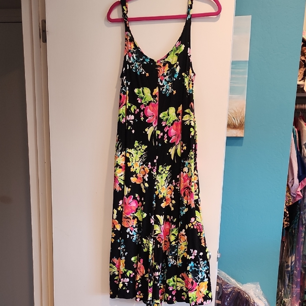 Torrid  Plus Size Black Crop Jumpsuit/romper with Vibrant Floral Design